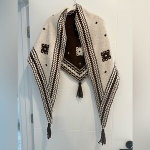 Free People Brown and Cream triangle scarf